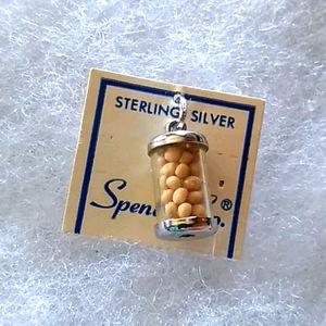 Vintage Mustard Seed Necklace Charm Sterling Sily
